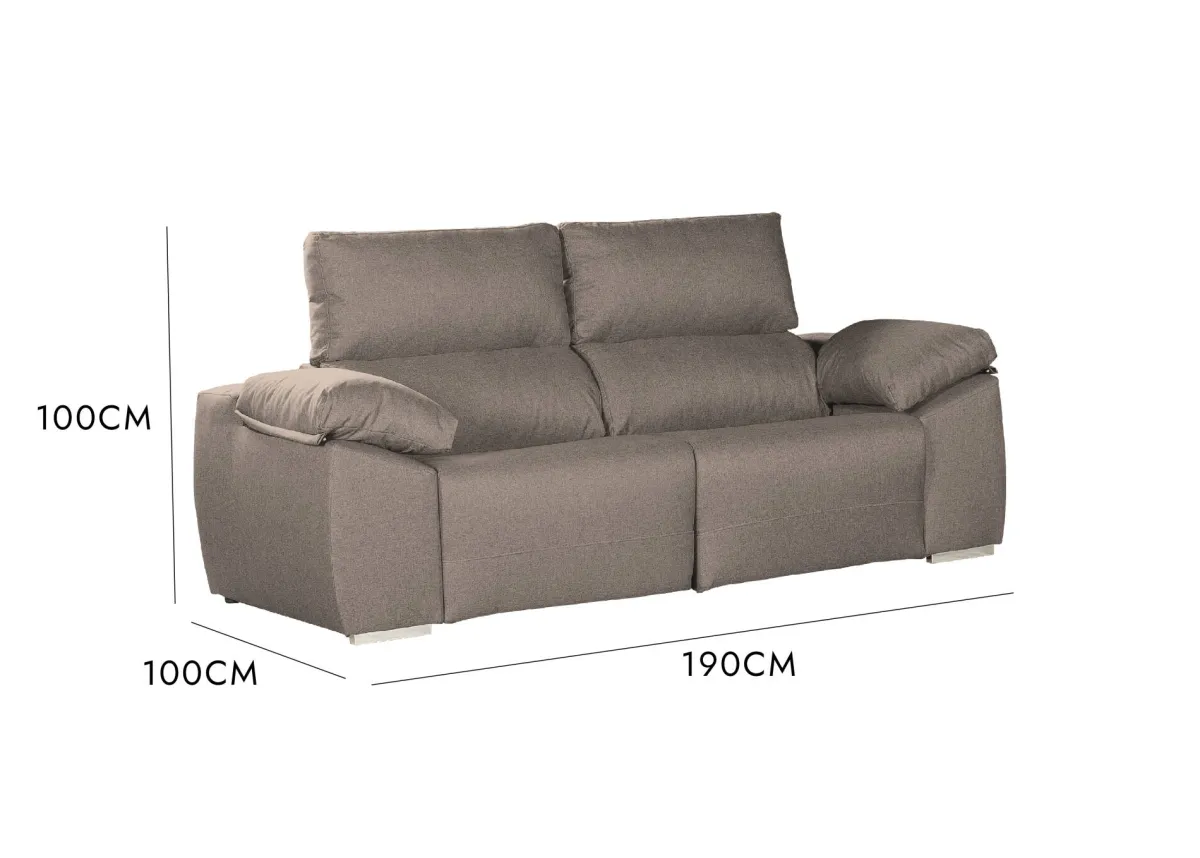 Salotto > Dmora Divano 3 posti tortora 190x100x100h cm - Assiria Grigio