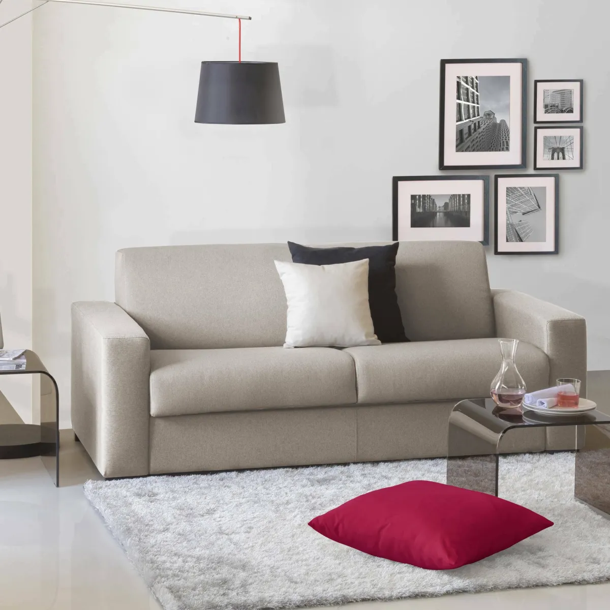 Salotto|Divani Fissi 3 Posti > Dmora Divano 3 posti tortora 220x95x90h cm - Ayta Grigio Tortora