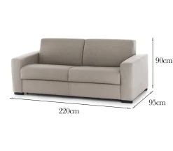 Salotto|Divani Fissi 3 Posti > Dmora Divano 3 posti tortora 220x95x90h cm - Ayta Grigio Tortora