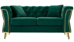 Divani Fissi 2 Posti > Dmora Divano 2 posti verde e oro 162x83x76h cm - Casio Oro, Verde