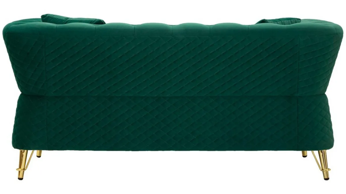 Divani Fissi 2 Posti > Dmora Divano 2 posti verde e oro 162x83x76h cm - Casio Oro, Verde