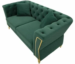 Divani Fissi 2 Posti > Dmora Divano 2 posti verde e oro 162x83x76h cm - Casio Oro, Verde