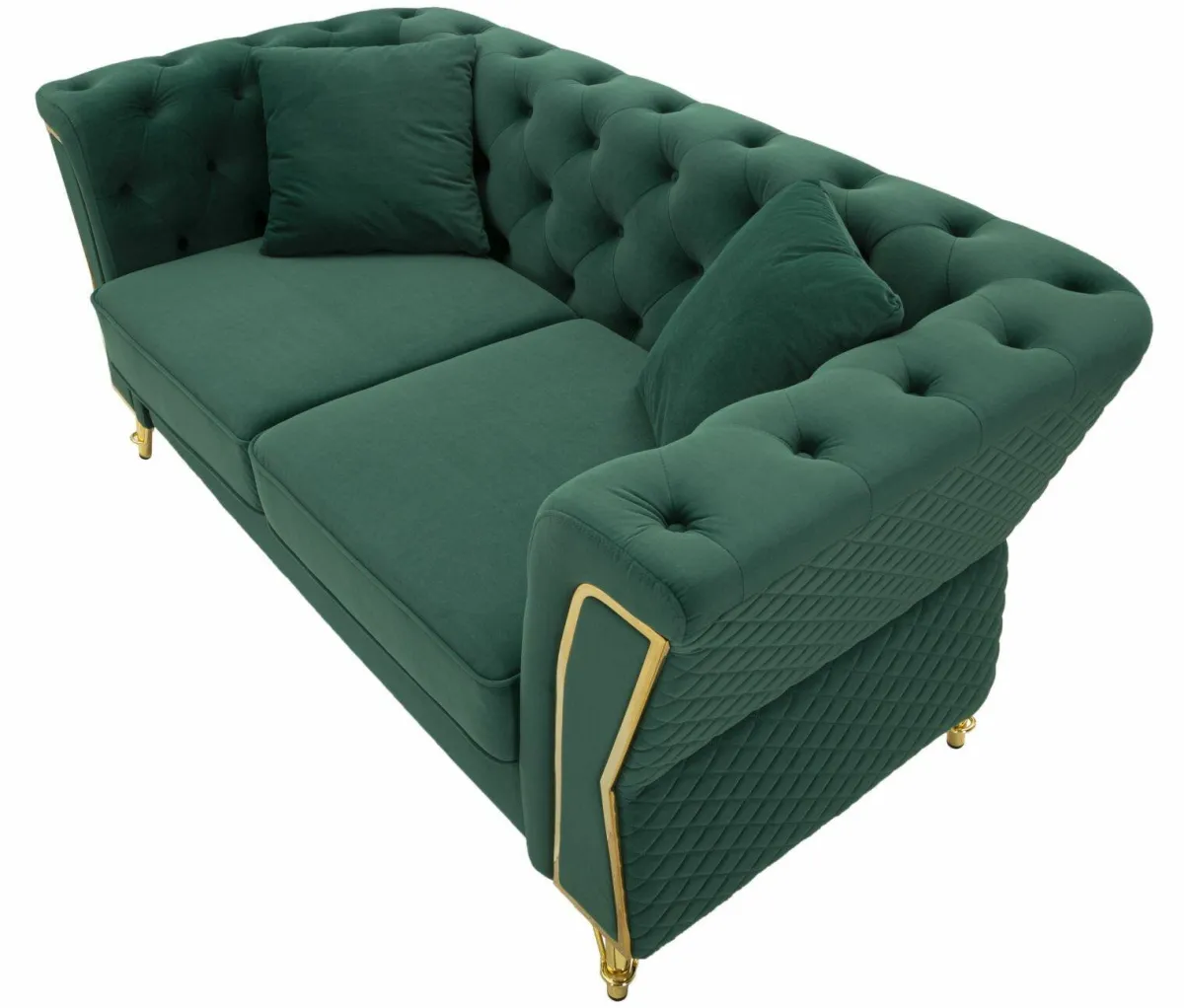 Divani Fissi 2 Posti > Dmora Divano 2 posti verde e oro 162x83x76h cm - Casio Oro, Verde