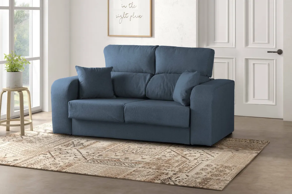 Divano sfoderabile azzurro 190x80x95h cm - Quarzo