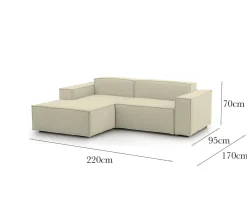 Divano sfoderabile beige 220x170x70h cm - Alhoa