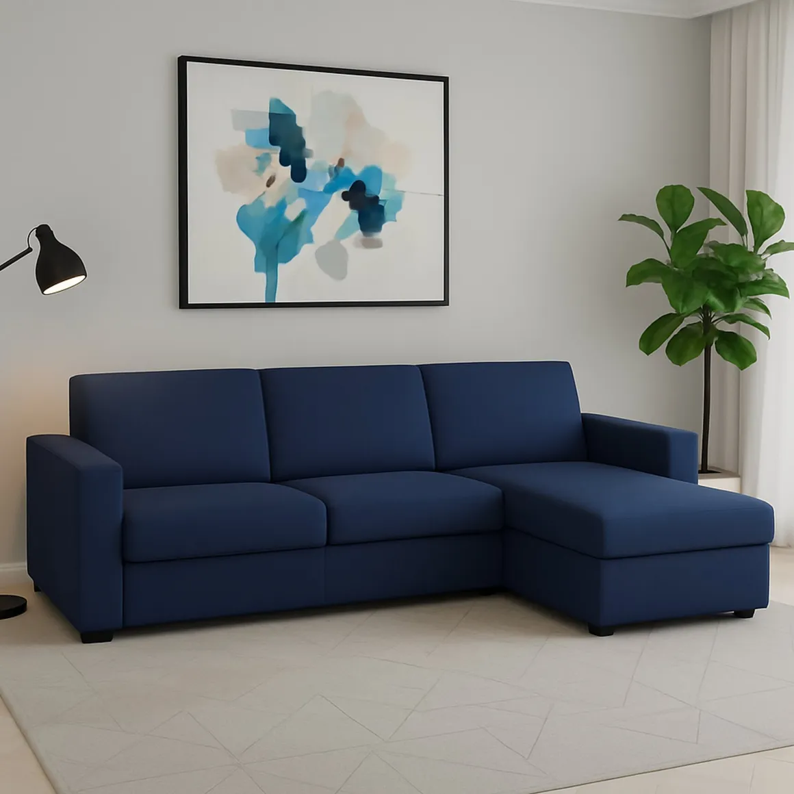 Divano sfoderabile blu 280x95x90h cm - Atos