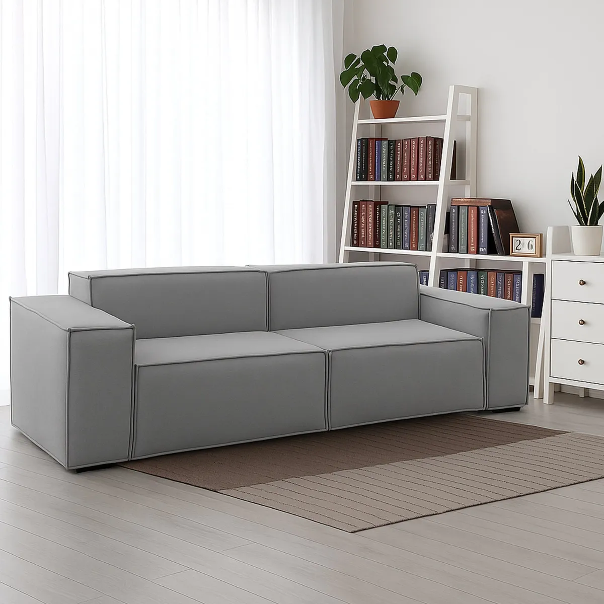 Divani Fissi 2 Posti|Salotto > Dmora Divano sfoderabile 220x95x70h cm - Lepidolite Grigio