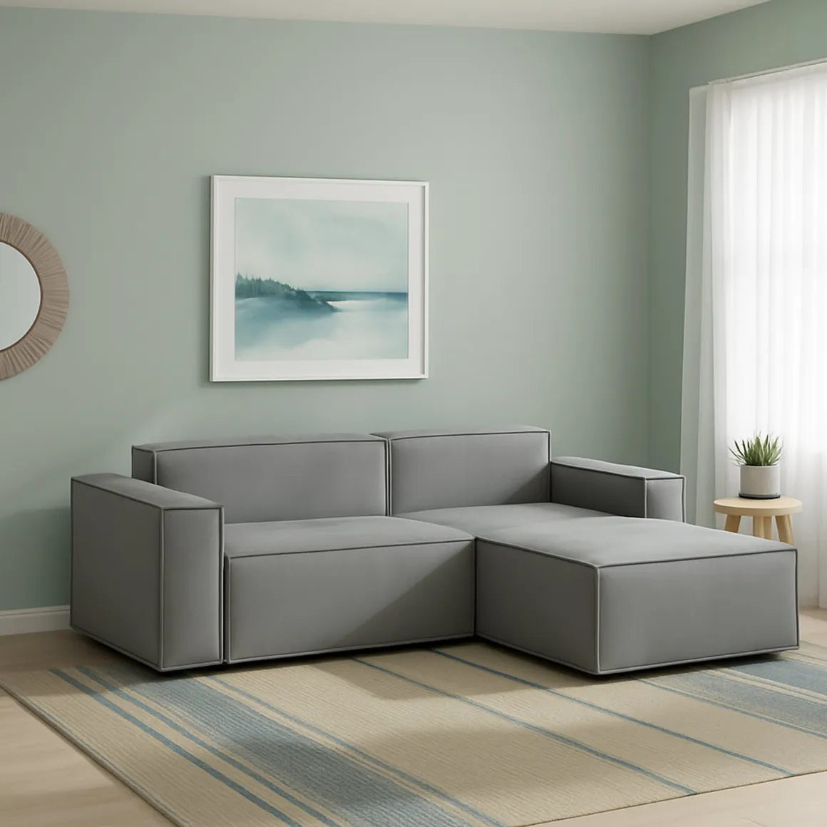 Divani Angolari|Divani Fissi Con Penisola > Dmora Divano sfoderabile 280x95x90h cm - Atos Grigio