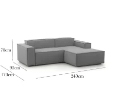 Divani Angolari|Divani Fissi Con Penisola > Dmora Divano sfoderabile 280x95x90h cm - Atos Grigio
