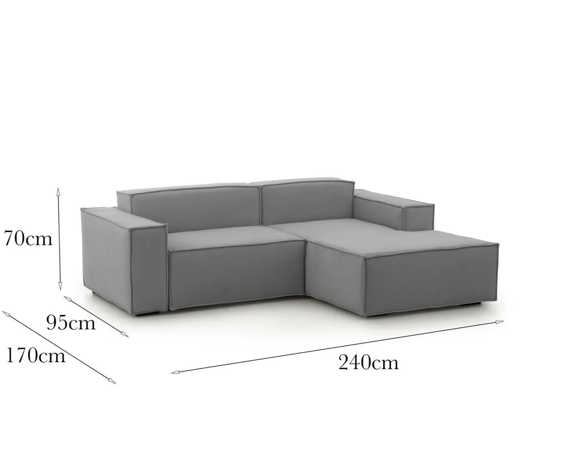 Divani Angolari|Divani Fissi Con Penisola > Dmora Divano sfoderabile 280x95x90h cm - Atos Grigio
