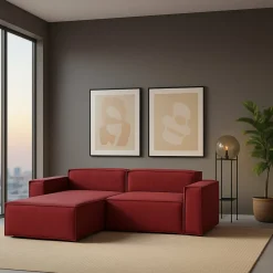 Divani Angolari|Divani Fissi Con Penisola > Dmora Divano sfoderabile 240x170x70h cm - Assurte Rosso