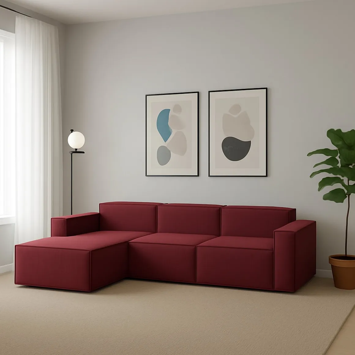 Divano sfoderabile rosso 300x170x70h cm - Alganibra