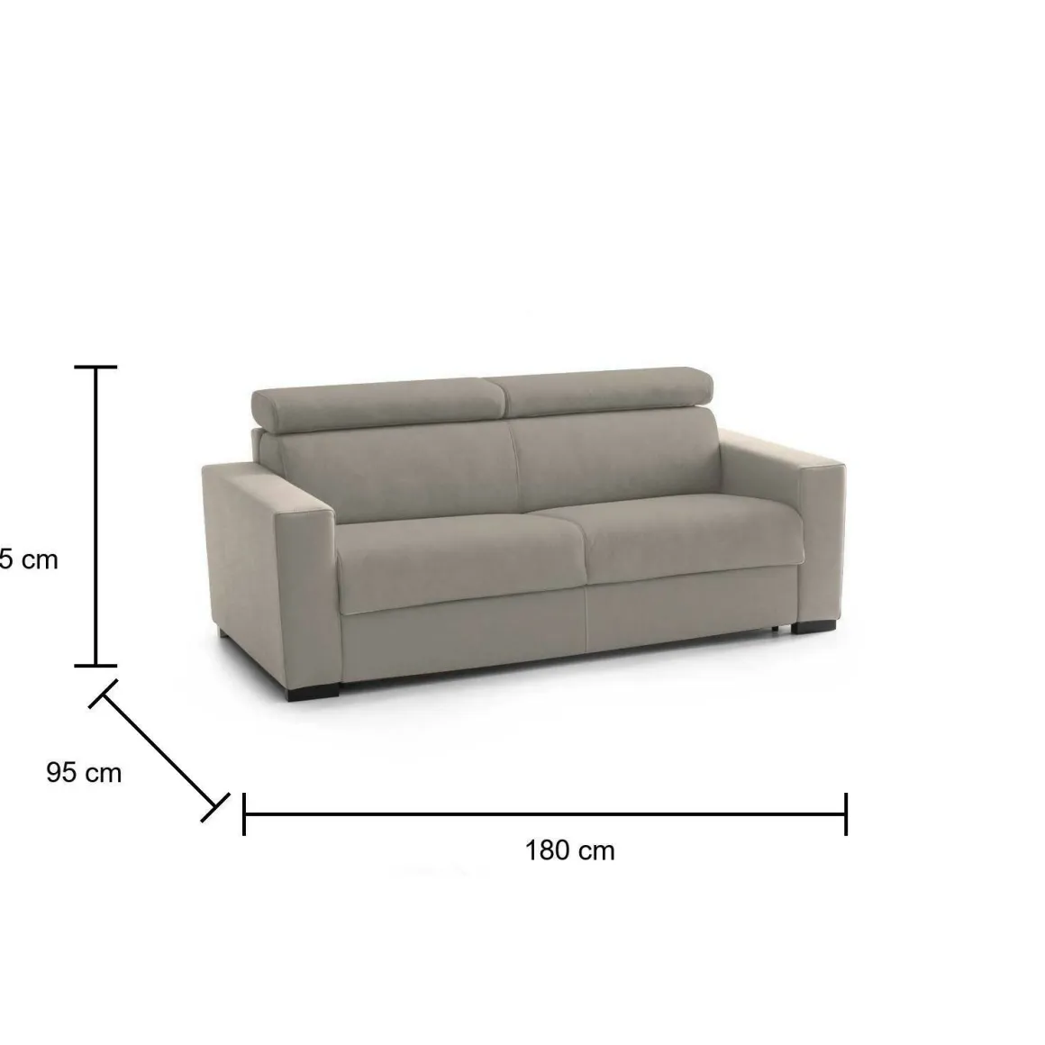 Divano sfoderabile tortora 180x95x85h cm - Kiev