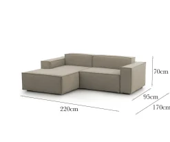 Divani Angolari|Divani Fissi Con Penisola > Dmora Divano sfoderabile tortora 240x170x70h cm - Ameli Grigio Tortora