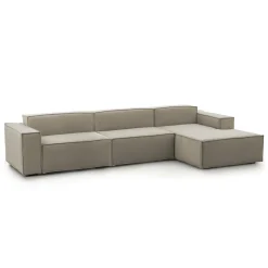 Divano sfoderabile tortora 340x170x70h cm - Asvaldo