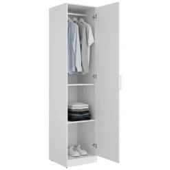 Guardaroba 1 Anta Bianco Appendiabiti Cassetti, 2 Ripiani - Calvert