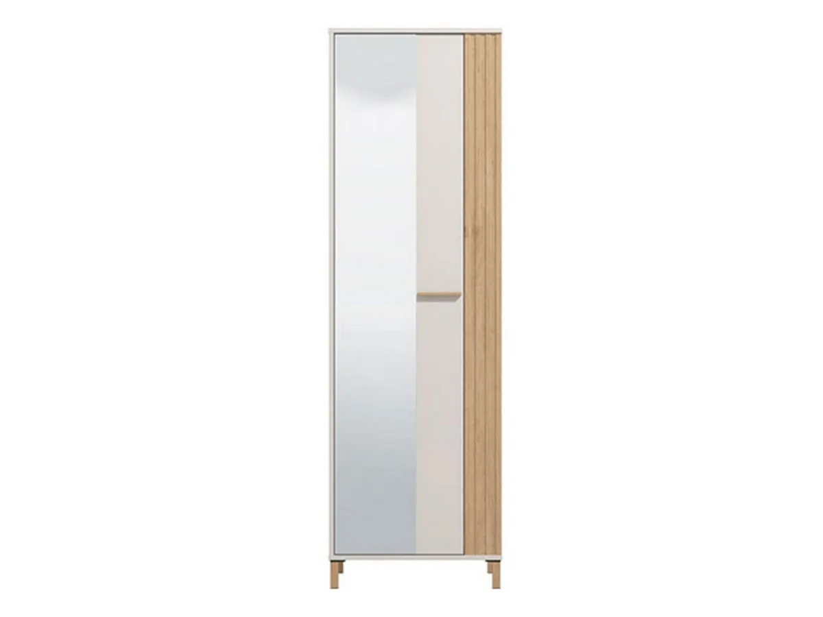 Guardaroba 1 Anta > Dmora Guardaroba 1 Anta Bianco Crema Marrone Rovere Nodi Appendiabiti 4 Ripiani, 5 Vani - Pesco Marrone Rovere Nodi, Bianco Crema