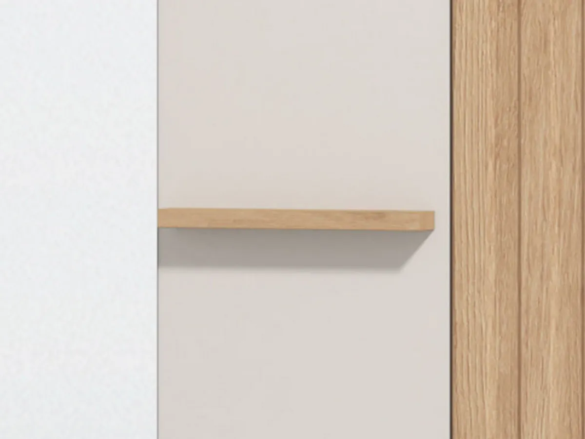 Guardaroba 1 Anta > Dmora Guardaroba 1 Anta Bianco Crema Marrone Rovere Nodi Appendiabiti 4 Ripiani, 5 Vani - Pesco Marrone Rovere Nodi, Bianco Crema