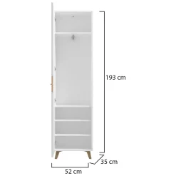 Guardaroba 1 Anta > Dmora Guardaroba 1 Anta Bianco Marrone Rovere Appendiabiti Cassetti, 2 Ripiani - Calvert Marrone Rovere, Bianco