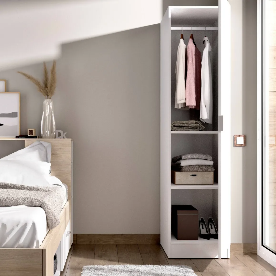 Guardaroba 1 anta bianco slim 40x184h cm - Nxy