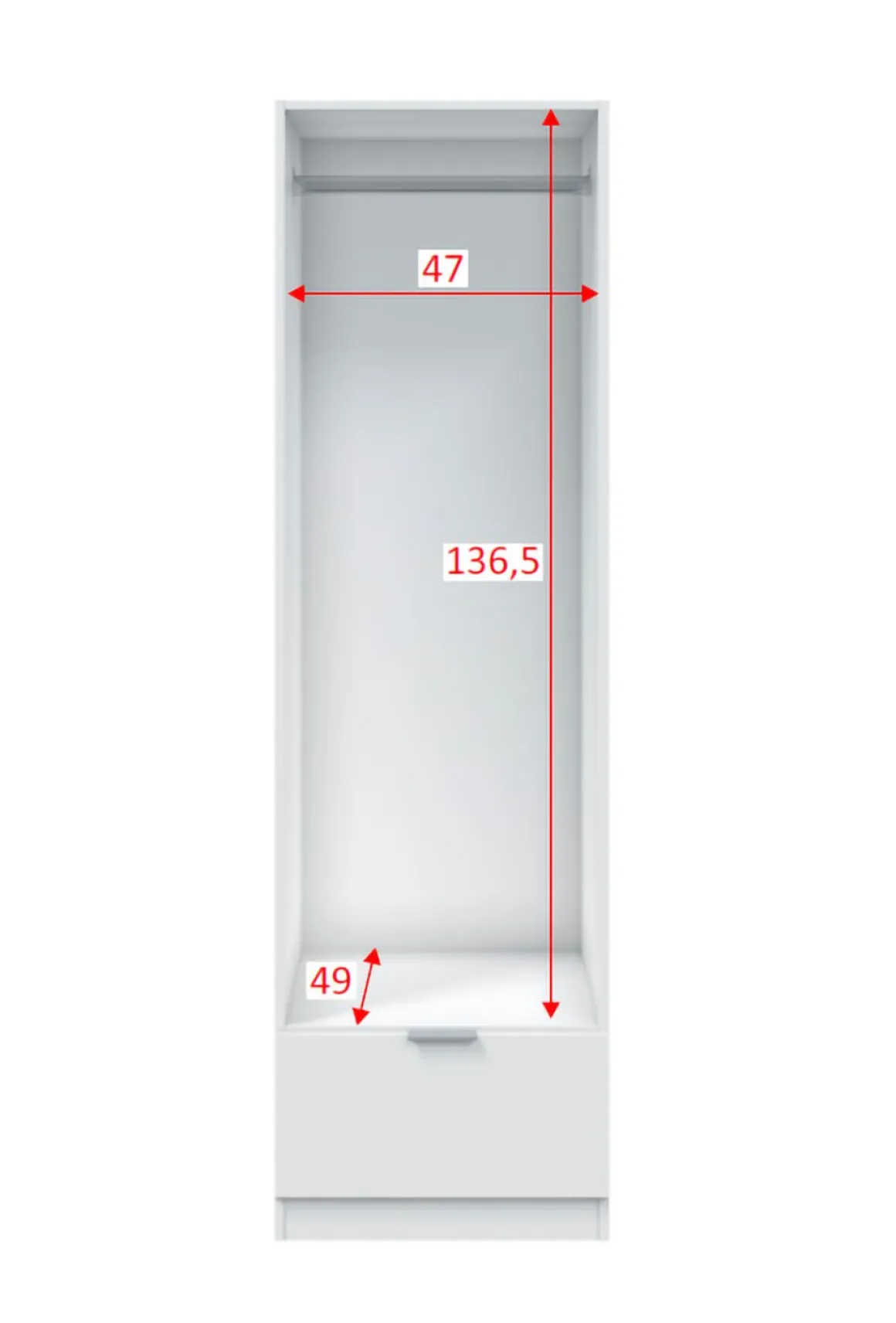 Guardaroba 1 Anta Bianco un Ripiano un Cassetto, Appendiabiti - Dello