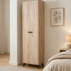 Guardaroba 1 Anta > Dmora Guardaroba 1 Anta Marrone Rovere Grigio Nero Appendiabiti 4 Ripiani, 5 Vani - Palmoli Nero, Marrone Rovere grigio