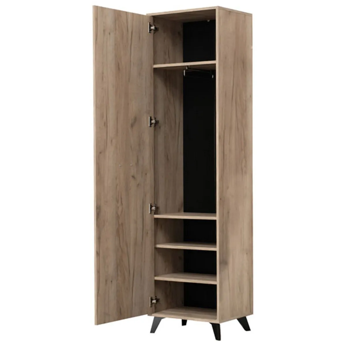 Guardaroba 1 Anta > Dmora Guardaroba 1 Anta Marrone Rovere Grigio Nero Appendiabiti 4 Ripiani, 5 Vani - Palmoli Nero, Marrone Rovere grigio