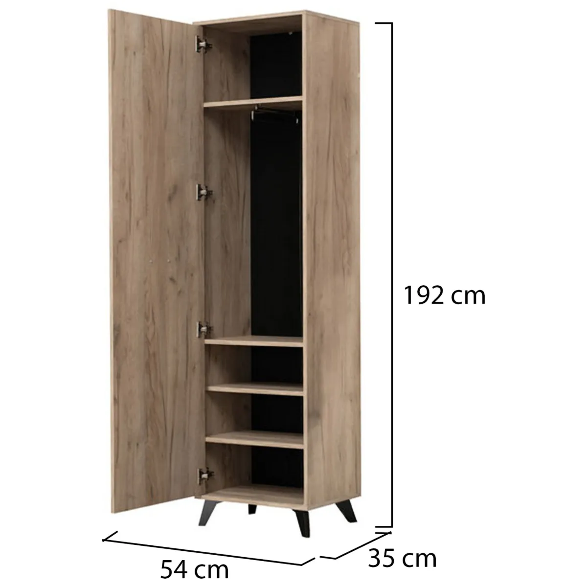 Guardaroba 1 Anta > Dmora Guardaroba 1 Anta Marrone Rovere Grigio Nero Appendiabiti 4 Ripiani, 5 Vani - Palmoli Nero, Marrone Rovere grigio
