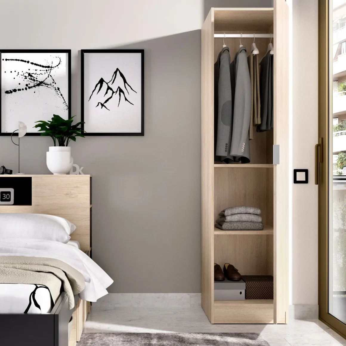 Guardaroba 1 anta rovere slim 40x184h cm - Nxy