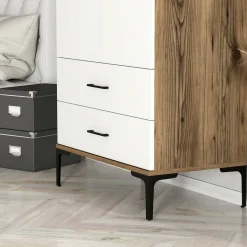 Guardaroba 2 Ante|Camera Da Letto > Dmora Guardaroba ante battenti noce e bianco 80x200h cm - Doriana Bianco, Marrone Noce