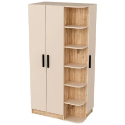 Guardaroba 3 Ante > Dmora Guardaroba 3 Ante Beige Marrone Rovere Nodi Appendiabiti 2 Cassetti 134.5x56 cm, 6 Ripiani - Pianezze Marrone, Beige Rovere Nodi