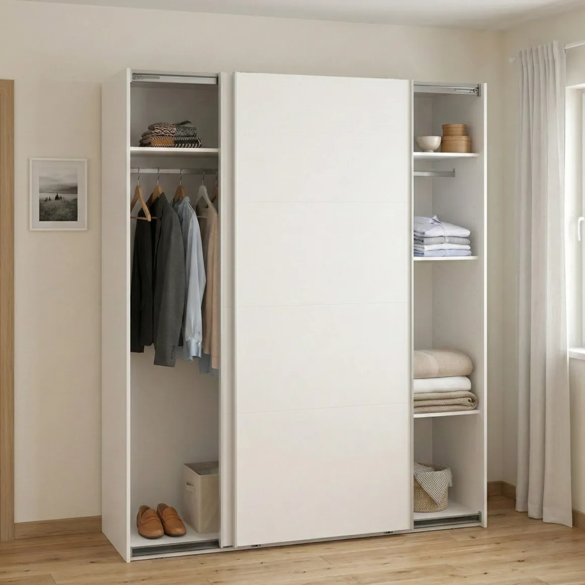 Armadi Multiuso 2 Ante > Dmora Guardaroba 2 ante ante scorrevoli 200x218h cm - Malakas Bianco