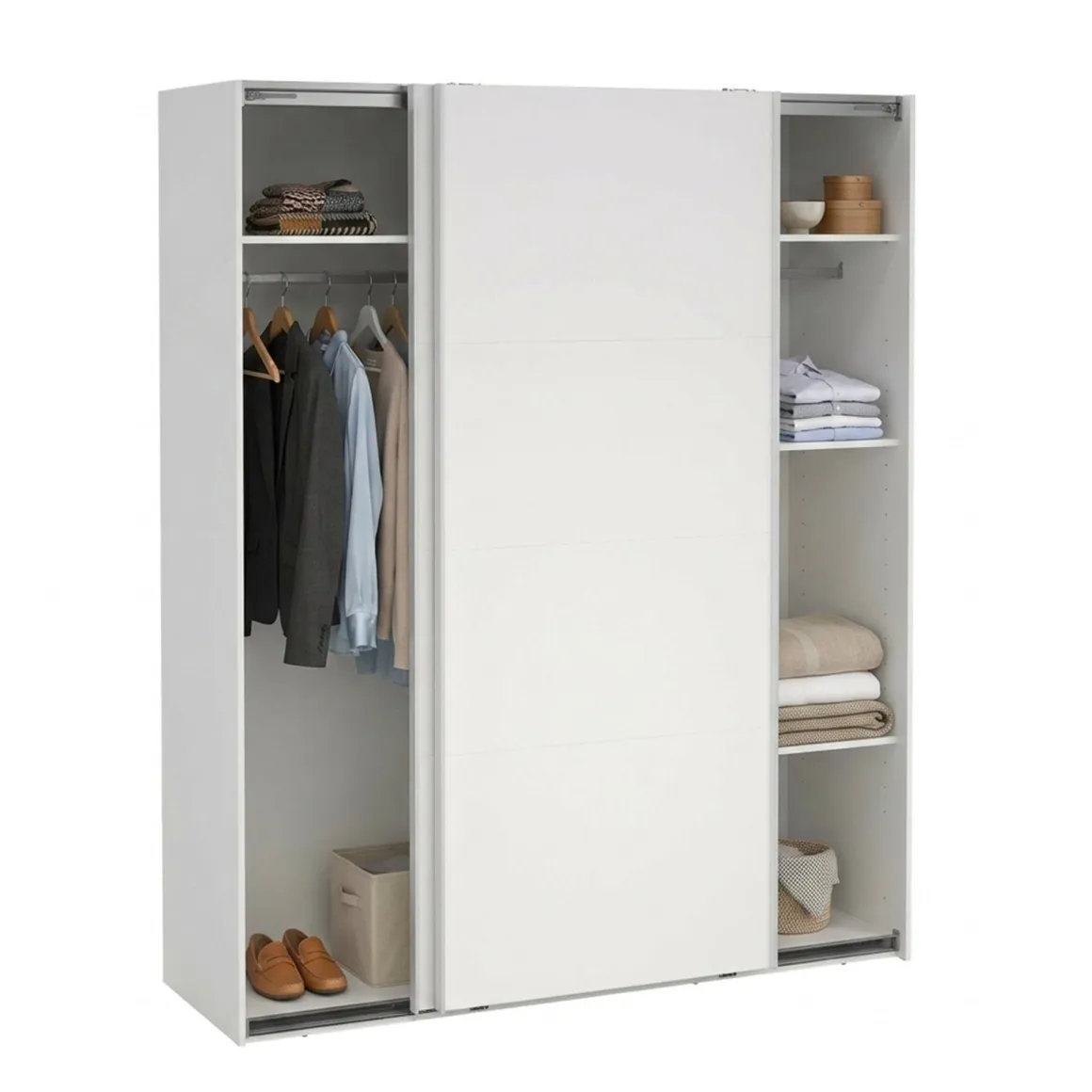 Armadi Multiuso 2 Ante > Dmora Guardaroba 2 ante ante scorrevoli 200x218h cm - Malakas Bianco