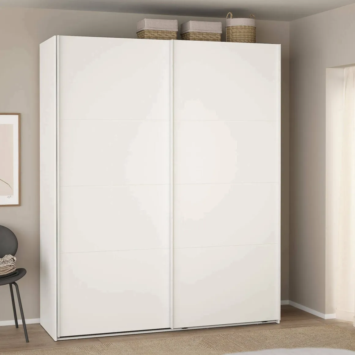 Armadi Multiuso 2 Ante > Dmora Guardaroba 2 ante ante scorrevoli 200x218h cm - Malakas Bianco