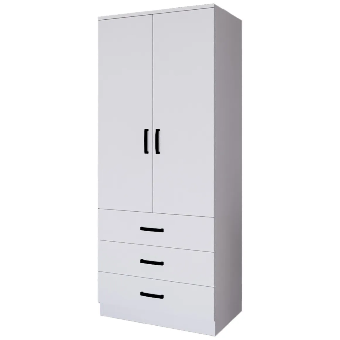 Guardaroba 2 Ante Bianco Appendiabiti 3 Cassetti 60x175h cm, Apertura Battente, Scorrevole - Sondrio