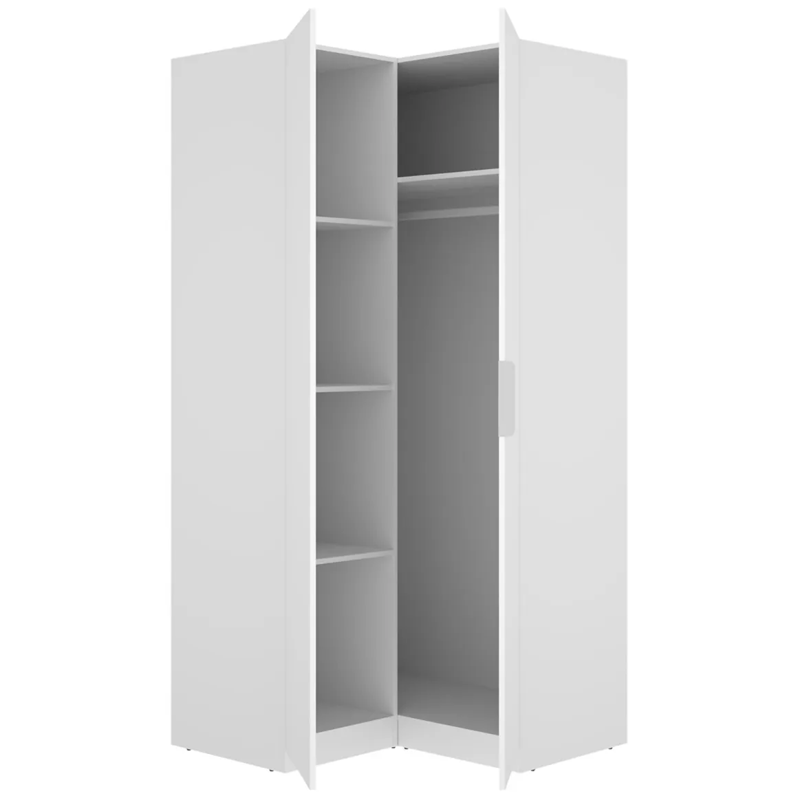 Guardaroba 2 Ante Bianco Appendiabiti 95x204h cm, 4 Ripiani - Luber