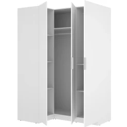 Guardaroba 3 Ante Bianco Appendiabiti Cassetti 95x142 cm, 6 Ripiani - Reeves
