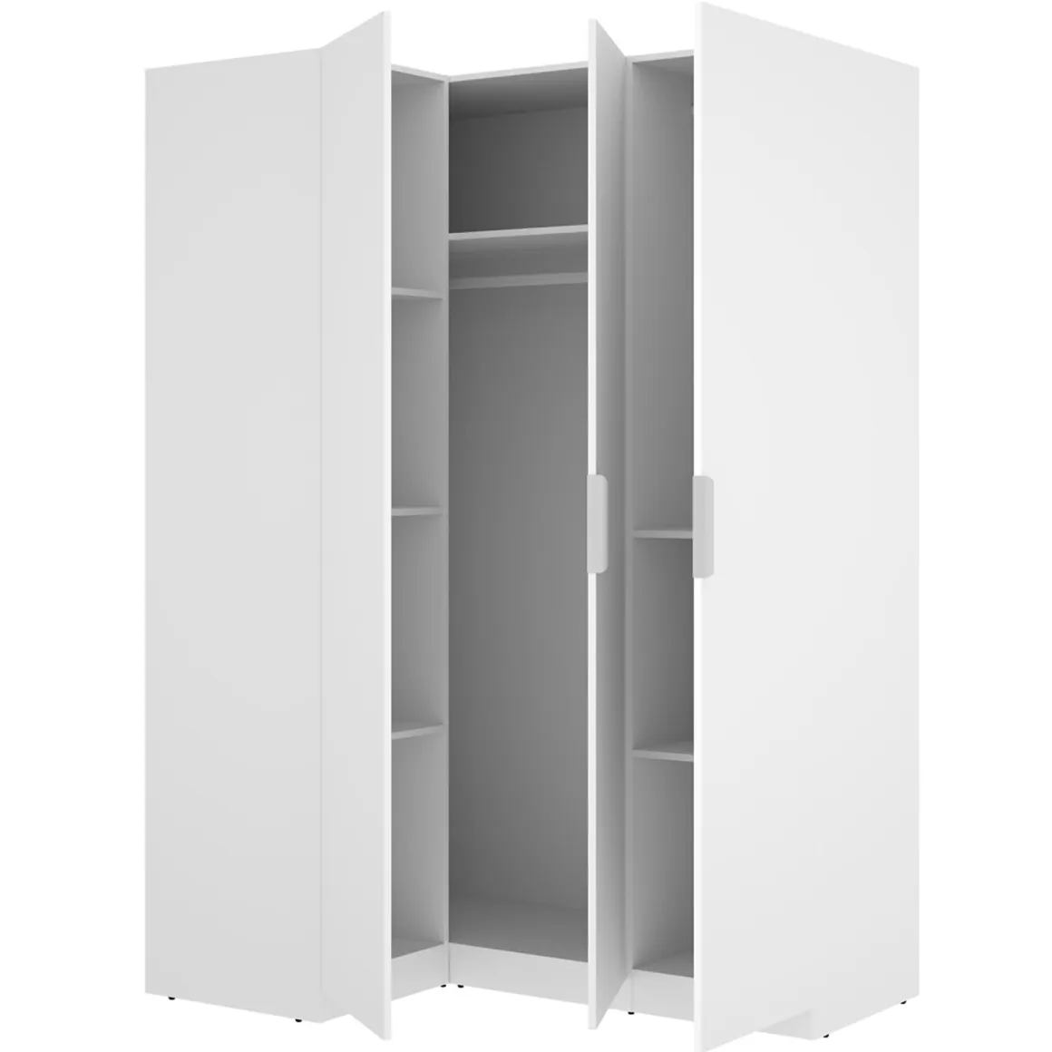 Guardaroba 3 Ante Bianco Appendiabiti Cassetti 95x142 cm, 6 Ripiani - Reeves