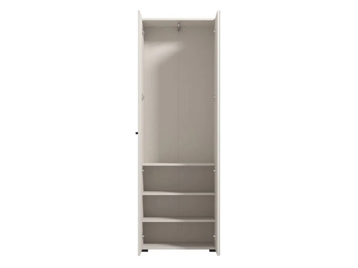 Guardaroba 2 Ante Bianco Bianco Appendiabiti 3 Ripiani 64x194h cm, 4 Vani - Azzano