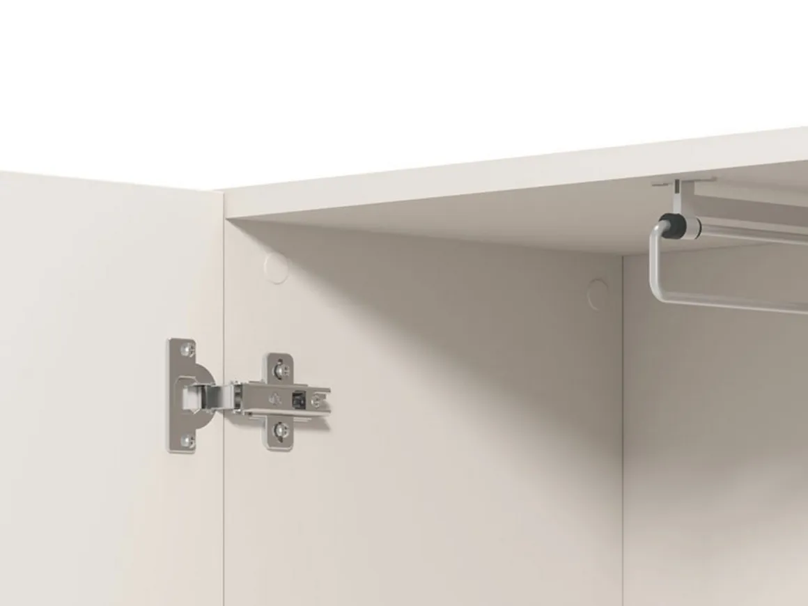 Guardaroba 2 Ante Bianco Bianco Appendiabiti 3 Ripiani 64x194h cm, 4 Vani - Azzano