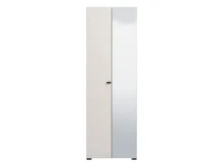 Guardaroba 2 Ante Bianco Bianco Appendiabiti 3 Ripiani 64x194h cm, 4 Vani - Azzano