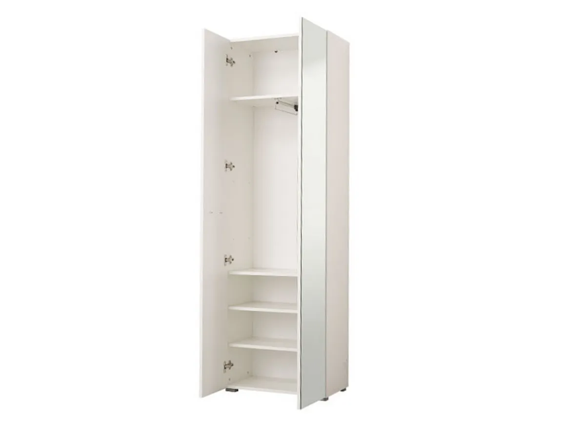 Guardaroba 2 Ante Bianco Bianco Appendiabiti 4 Ripiani 60x192.5h cm, 5 Vani - Griante