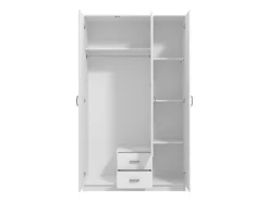 Guardaroba 3 Ante > Dmora Guardaroba 3 Ante Bianco Bianco 4 Ripiani 2 Cassetti 120x52 cm, Appendiabiti - Crati Bianco, Bianco