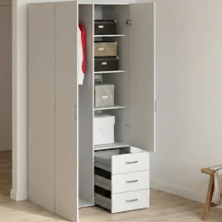Guardaroba 2 ante bianco con cassetti 77x175h cm - Arci
