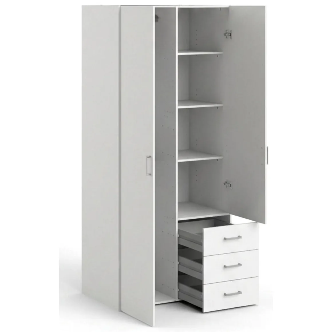 Guardaroba 2 ante bianco con cassetti 77x175h cm - Arci