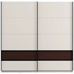 Guardaroba 2 Ante > Dmora Guardaroba 2 Ante Bianco Crema Marrone Noce 2 Ripiani Appendiabiti 220x217h cm, Apertura Scorrevole - Vangvi Marrone Noce, Bianco Crema