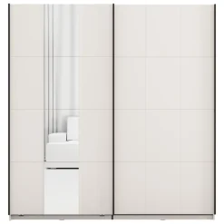 Guardaroba 2 Ante Bianco Crema Nero Appendiabiti 2 Ripiani 195x205h cm, 2 Ante - Asilah