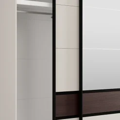 Guardaroba 3 Ante > Dmora Guardaroba 3 Ante Bianco Crema Marrone Rovere 4 Ripiani Appendiabiti 117x54 cm, Apertura Battente - Bhakta Marrone Rovere, Bianco Crema