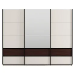 Guardaroba 3 Ante > Dmora Guardaroba 3 Ante Bianco Crema Marrone Rovere 4 Ripiani Appendiabiti 117x54 cm, Apertura Battente - Bhakta Marrone Rovere, Bianco Crema