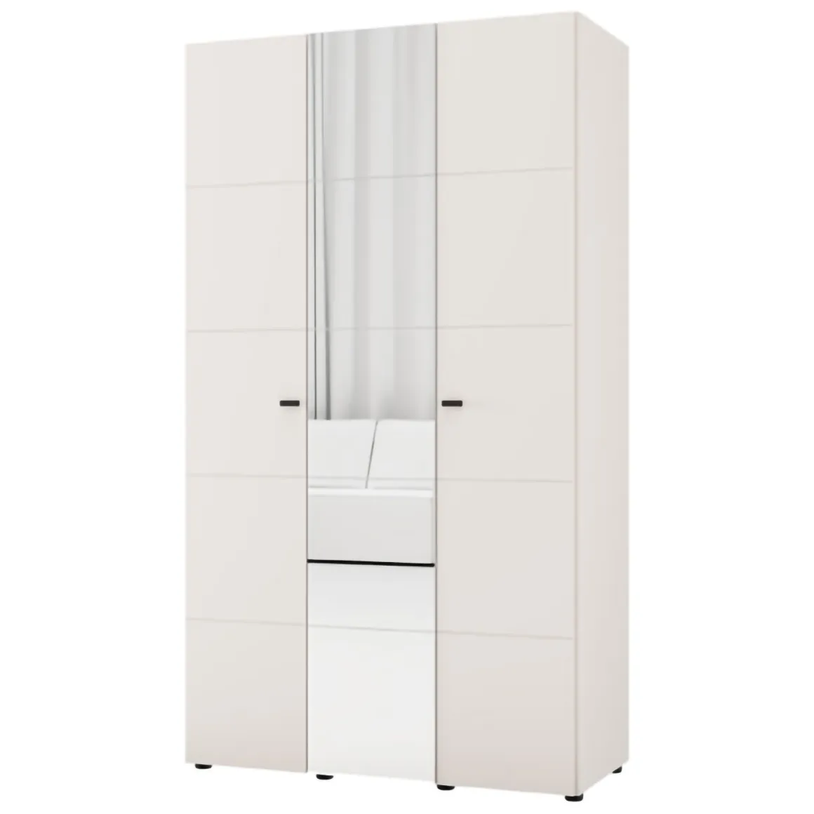 Guardaroba 3 Ante Bianco Crema Nero Appendiabiti 4 Ripiani 117x52 cm, 3 Ante - Ouarza